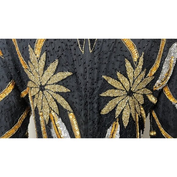 VINTAGE MANNEQUIN BEADED SEQUIN 80'S GLAM DRESS M - Picture 5 of 12